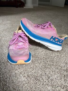 Hoka Women's Pink and Blue Athletic Running Shoes